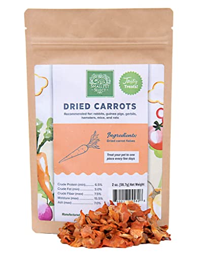 Small Pet Select - Dried Carrot, a Natural Treat for Rabbits, Guinea Pigs, Gerbils, Hamsters, Mice, and Rats, 2oz