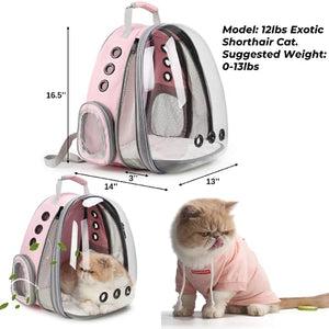 Lollimeow Bubble Expandable Cat Backpack Pet Travel Carrier for Cats and Dogs (Pink-Front Expandable)