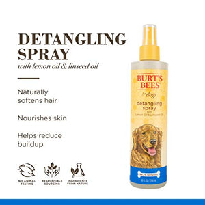 Burt's Bees for Pets Natural Detangling Spray | Made with Lemon & Linseed to Nourish Dogs' Coats | Cruelty Free, Sulfate & Paraben Free, pH Balanced for Dogs - Made in USA, 10 Oz