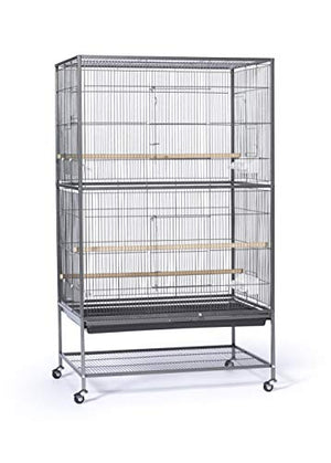 Prevue Pet Products Wrought Iron Flight Cage with Stand, Large Birdcage for Pets, Metal Cage Standing Birdcage, Black Hammertone Finish