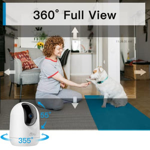 ULOFY 2K/3MP 360° Pet Camera with Phone App, 2.4G WiFi Only, Indoor Security Camera for Baby/Dog, Pan/Tilt Video Baby Monitor with Super IR Night Vision, Motion Detection, 2-Way Audio, Work with Alexa