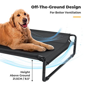 Veehoo Original Cooling Elevated Dog Bed, Outdoor Raised Dog Cots Bed for Large Dogs, Portable Standing Pet Bed with Washable Breathable Mesh, No-Slip Feet for Indoor Outdoor, Large, Black, CWC2201