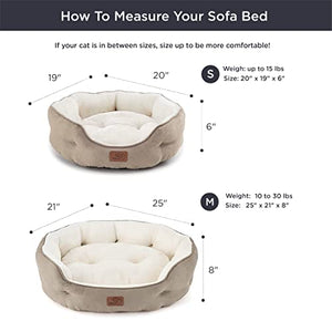 Bedsure Dog Beds for Small Dogs - Round Cat Beds for Indoor Cats, Washable Pet Bed for Puppy and Kitten with Slip-Resistant Bottom, 20 Inches, Taupe