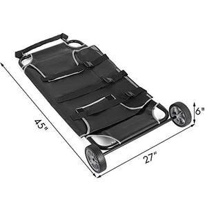 Happybuy Animal Stretcher Black Pet Stretcher 48x26 Inch Animal Stretcher Pet Trolley with Wheels Max 200lbs Capacity