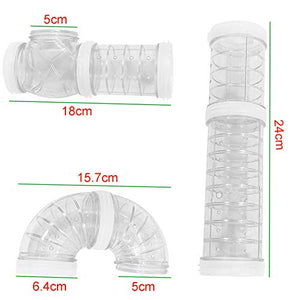 Hamster Tube Set, 8 Pack Transparent Curved Pipe Pet Cage Tunnel Hamster Toy DIY Creative Connection Tunnel External Sports Tube for Mouse Hamster Rat and Other Small Animal