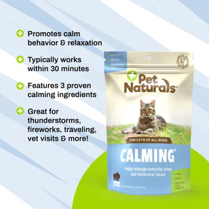 Pet Naturals Calming Chews for Cats, 30 Chews - Behavioral Support and Anxiety Relief for Travel, Boarding, Vet Visits and High Stress Situations