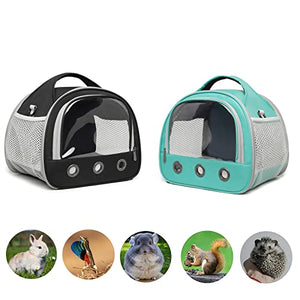 Small Animal Carrier Bag - Portable Guinea Pig Carrier Short Trip Travel Pouch, Breathable & Perspective, Perfect for Parrots Bearded Dragon Ferret Hedgehog Squirrel Chinchilla Sugar Glider (Black)