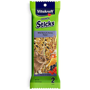 Vitakraft Crunch Sticks Rabbit Treat - Carrot and Honey - Rabbit Chew Sticks (Wild Berry & Honey)