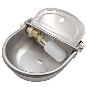 MACGOAL Stainless Steel Automatic Waterer Bowl with Float Valve Automatic Dog Water Bowl Water Trough for Dog Livestock Pig Chicken Goat Waterer with Drain Plug