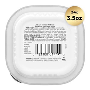 CESAR Adult Wet Dog Food Classic Loaf in Sauce Filet Mignon Flavor, 3.5 oz. Easy Peel Trays, Pack of 24