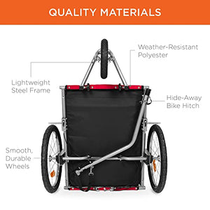 Best Choice Products 2-in-1 Dog Bike Trailer, Pet Stroller Bicycle Carrier w/Hitch, Suspension, Visibility Flag and Reflectors, 66lb Weight Capacity