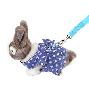 Filhome Adjustable Rabbit Harness Leash, Bunny Harness Leash Cute Vest Harness for Rabbit Ferret Bunny Kitten Guinea Pig Walking Medium