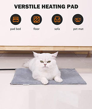 BurgeonNest Heated Cat Bed, Pet Heating Pad with Timer, 18" x 16" Upgraded Electric Heated Dog Bed with Temperature Adjustable Heated Pet Mat Warmer Blanket Auto Power-Off