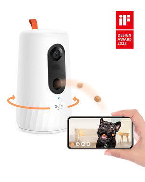 eufy Security Pet Camera for Dogs and Cats, On-Device AI Tracking and Pet Monitoring, 360° View, 1080p, with Treat Dispenser, Local Storage, 2-Way Audio, Phone App, No Monthly Fee, Motion Only Alert