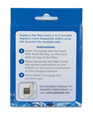 PetSafe Drinkwell Replacement Foam Filters Compatible with PetSafe Ceramic and Stainless Steel Pet Fountains, for Water Dispensers For Dog, 2 Count Pack - PAC00-13711, white