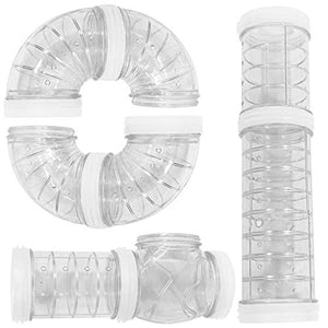 Hamster Tube Set, 8 Pack Transparent Curved Pipe Pet Cage Tunnel Hamster Toy DIY Creative Connection Tunnel External Sports Tube for Mouse Hamster Rat and Other Small Animal