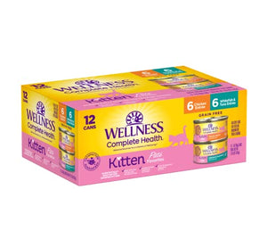 Wellness Complete Health Grain-Free Wet Canned Kitten Food, Made in USA with Real Meat, All Breeds, Smooth Pate (Kitten, Whitefish & Chicken Bundle, 3-Ounce Can, Pack of 12)