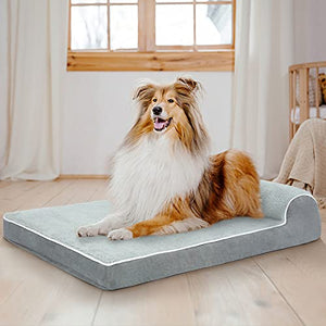 Orthopedic Dog Bed for Large Dogs, Thicken Gel Memory Foam Dog Bed Pillow with Removable Washable Cover and Anti-Slip Bottom, Waterproof Liner