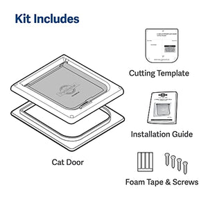 PetSafe Interior Cat Door: 2-Way Locking, Indoor Pet Door Flap - Tinted Privacy Door for Cat Litter Box or Pet Feeder, Built-In Door Lock, Durable Door Frame, DIY Easy Install, Hardware Kit Included, Small, White