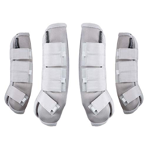 Harrison Howard Horse Fly Boots Horse Leg Guards Set of 4 -Silver (Full)