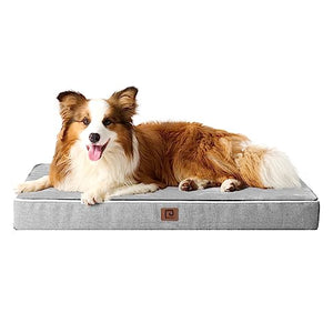 EHEYCIGA Waterproof Dog Beds for Extra Large Dogs with Orthopedic Memory Foam, Grey, 41x27