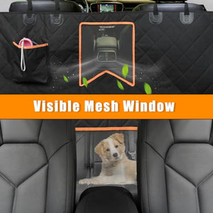 Kytely Dog Car Seat Cover, Waterproof Dog Car Hammock with Mesh Window, Anti-Scratch Nonslip Car Dog Cover Back Seat, Durable Pet Dog Seat Cover for Cars Trucks and SUVs