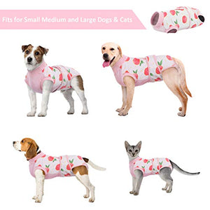 Kuoser Recovery Suit for Dogs Cats After Surgery, Professional Pet Recovery Shirt Dog Abdominal Wounds Bandages, Substitute E-Collar & Cone,Prevent Licking Dog Onesies Pet Surgery Recovery Suit