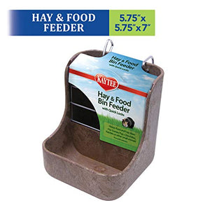 Kaytee Hay & Food Bin Feeder With Quick Locks For Pet Rabbits, Chinchillas, Guinea Pigs and Other Small Animals, 5.75 inches x 6 inches x 7 inches