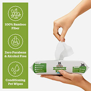 Pogi's Dog Grooming Wipes - 100 Dog Wipes for Cleaning and Deodorizing - Plant-Based, Hypoallergenic Pet Wipes for Dogs, Puppy Wipes - Quick Bath Dog Wipes for Paws, Butt, & Body - Fragrance Free