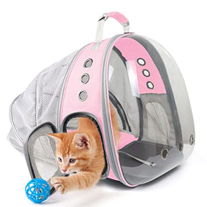 PROKEI Cat Backpack Carrier,Expandable Pet Bubble Backpack Airline Approved, Pet Travel Carrying Bag for Small Medium Cats and Puppy with Hiking Walking Outdoor Use