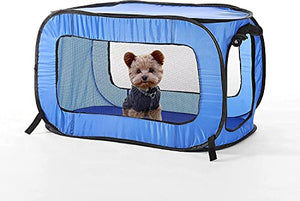 Beatrice Home Fashions Portable, Collapsible, Pop Up Travel Pet Kennel, 32.5" L x 19.5" W x 19.5" H, Blue