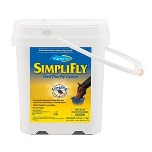 Farnam SimpliFly Feed Through Fly Control for Horses, Breaks the Fly Life Cycle, Pellets, 3.75 Pound Bucket, 60 Day Supply for One Horse