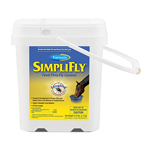 Farnam SimpliFly Feed Through Fly Control for Horses, Breaks the Fly Life Cycle, Pellets, 3.75 Pound Bucket, 60 Day Supply for One Horse