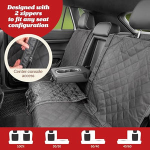 Lusso Gear Dog Car Seat Cover for Back Seat, Protects from Scratches, Scuffs, Shedding, Mud, & More, 100% Waterproof, Non-Slip Cover Stays Securely in Place, Fits Your Car, Truck, & SUV (Black)