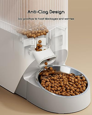 Faroro Automatic Cat Food Dispenser, 4L/17 Cups Timed Dry Food Dispenser for Cats Dogs with Programmable Portion Control, 6 Meals Per Day, Dual Power Supply, 10s Voice Recorder