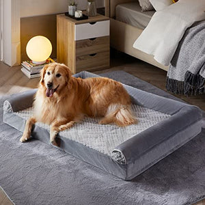 WNPETHOME Dog Beds for Large Dogs, Orthopedic Sofa Dog Bed Mat Pillow with Removable Waterproof Cover, Egg-Foam Dog Crate Bed for Medium Large Dogs