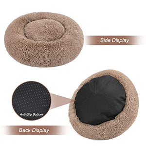 MIXJOY Orthopedic Dog Bed Comfortable Donut Cuddler Round Ultra Soft Washable Cat Cushion Bed (20''/23''/30'') (23'', Brown)