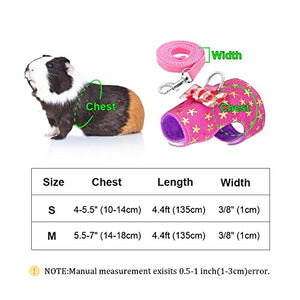 Stock Show Small Pet Outdoor Walking Harness Vest and Leash Set with Cute Bowknot Decor Chest Strap Harness for Rat Ferret Squirrel Hamster Clothes Accessory, Pink Star