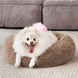 MIXJOY Orthopedic Dog Bed Comfortable Donut Cuddler Round Ultra Soft Washable Cat Cushion Bed (20''/23''/30'') (23'', Brown)