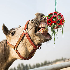 Besimple 2 Pack Horse Treat Ball Hay Feeder Toy, Goat Feeder Ball Hanging Feeding Toy for Horse Goat Sheep Relieve Stress(Red)