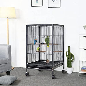 BestPet 35 inch 53 inch Wrought Iron Bird Cage with Play Open Top and Rolling Stand,Large Parrot Cage Bird Cages for Parakeets,Cockatiel, Canary, Finch, Lovebird, Parrotlet,Pigeons (35 inch)