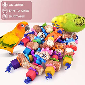 KATUMO Bird Chew Toys, Natural Corn Cob Colored Wooden Blocks Sturdy Nut Parrot Toy for Small Medium Parrot Birds