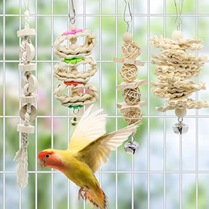 Deloky 7 Packs Parrot Swing Chewing Toys-Hanging Bell Bird Cage Toys Suitable for Small Parakeets, Cockatiels, Conures, Finches,Budgie,Macaws, Parrots, Love Birds