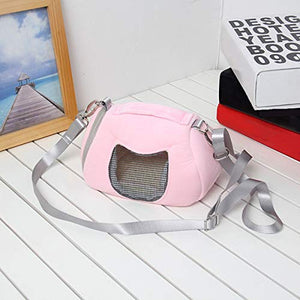 Hamster Carrier Bag Portable Outdoor Travel Handbag with Adjustable Single Shoulder Strap for Hamster Small Pets (Pink)