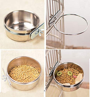 Old Tjikko Pet Feeder Water,10oz 20oz 30oz Bird Hamster Small Animal Cup with Holder,Stainless Steel 10oz Cage Coop Hook Cup for Small Animal Cage Bowl (10oz Stainless Steel Bowl)