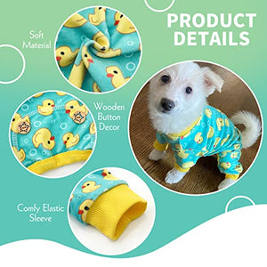 KYEESE Dog Pajama for Medium Dogs Yellow Duck Soft Material Stretchable Dog Pajamas Onesie Dog Apparel