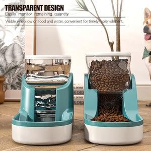 kathson Automatic Dog Feeders Gravity Cat Water and Food Dispenser Set Large Capacity Self Feeding Pet Feeder and Waterer for Puppy Kitten Rabbit Bunny Blue