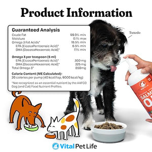 Salmon Oil for Dogs & Cats - Healthy Skin & Coat, Fish Oil, Omega 3 EPA DHA, Liquid Food Supplement for Pets, All Natural, Supports Joint & Bone Health, Natural Allergy & Inflammation Defense, 32 oz