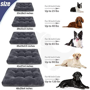 Dog Crate Bed Washable Dog Beds for Large Dogs Deluxe Thick Flannel Fluffy Comfy Kennel Pad Anti-Slip & Anti-Scratch Pet Sleeping Mat, 35 x 23 Inch, Gray