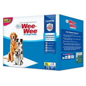 Four Paws Wee-Wee Superior Performance X-Large Dog Pee Pads - Dog & Puppy Pads for Potty Training - Dog Housebreaking & Puppy Supplies - 28" x 34" (75 Count),White